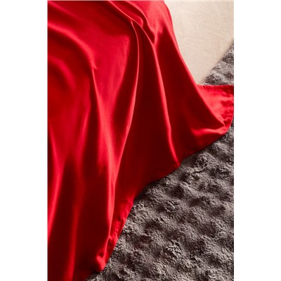 Ciel King Size %100 Pamuk Lastiksiz Saten Çarşaf - Kırmızı