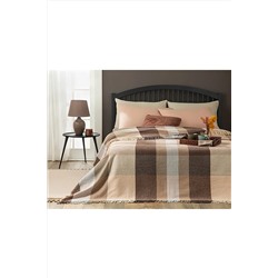 English Home Madras Check Pamuklu Tek Kişilik Battaniye 150x200 Cm Kahve-bej 10036886