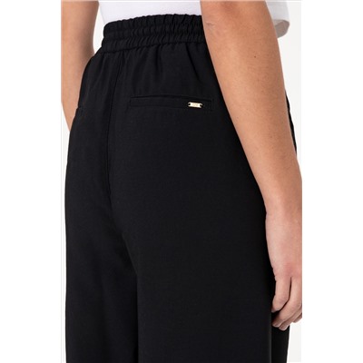 Kadın Siyah Loose Relax Fit Kanvas Pantolon