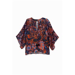 Blusa floral manga murciélago