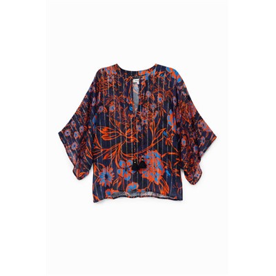 Blusa floral manga murciélago