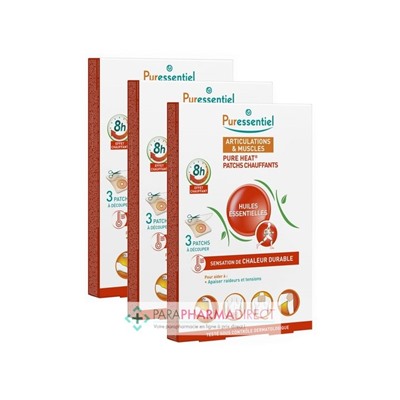 Puressentiel Articulations & Muscles Pure Heat Patchs Chauffants 3x3 PatchsLot  × 3