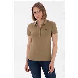 Kadın Haki Basic Polo Yaka Tişört