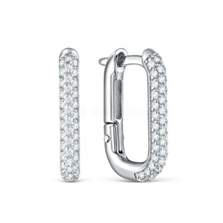Серьги из серебра с фианитами родированные 925 пробы 221-10-059р