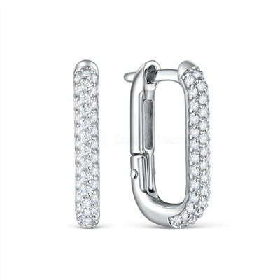 Серьги из серебра с фианитами родированные 925 пробы 221-10-059р