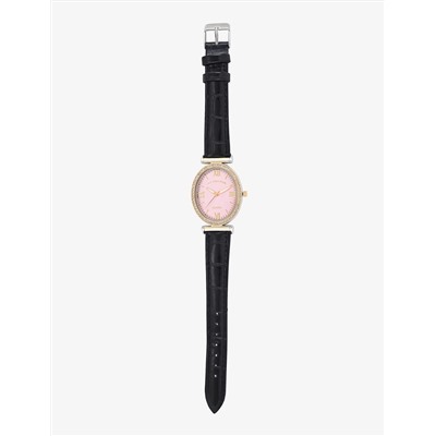 LADIES BLACK EMBOSSED STRAP WATCH