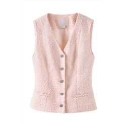 Chaleco de tweed Rosa empolvado y blanco