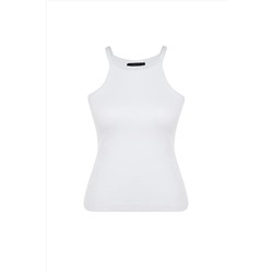 Beyaz Halter Yaka Basic Örme Atlet TBBSS23CV00000