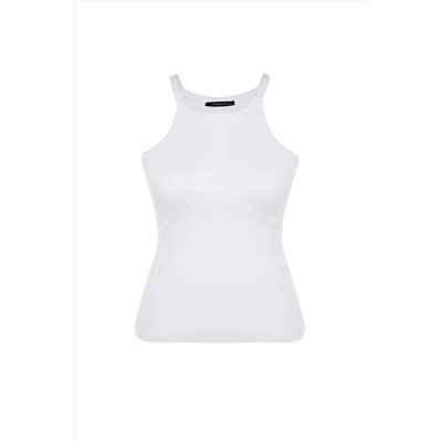 Beyaz Halter Yaka Basic Örme Atlet TBBSS23CV00000