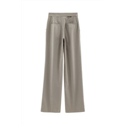 Pantalón palazzo de tiro alto Caqui