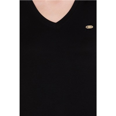 Kadın Siyah V - Yaka Basic Tişört