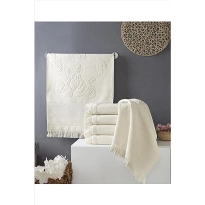 Fiesta 6 Adet 30x50 Etamın Jakarlı Sacaklı Krem Mutfak Havlusu Kanavice Işlemelik 31AY4418557589