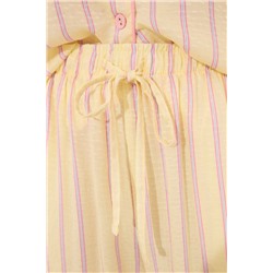 Pijama largo camisero satén rayas Smiley