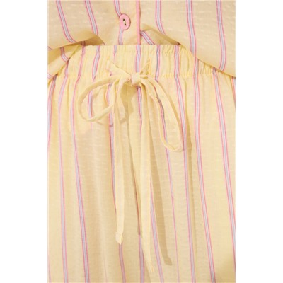 Pijama largo camisero satén rayas Smiley