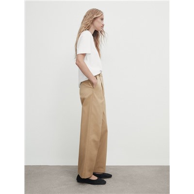 Pantalón recto algodón pinzas
