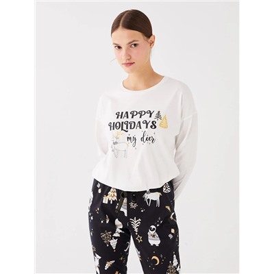 LC Waikiki Bisiklet Yaka Yılbaşı Temalı Uzun Kollu Kadın Pijama Takımı, LCW DREAM                                            
                                            Bisiklet Yaka Yılbaşı Temalı Uzun Kollu Kadın Pijama Takımı