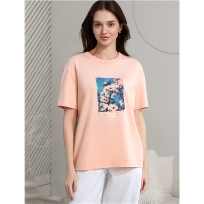 Свободная футболка с принтом из премиального хлопка с эастаном