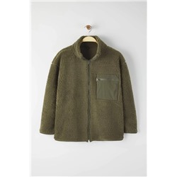 Haki Winter Essentials Kalın Polar Fermuarlı Dik Yaka Cepli Örme Sweatshirt TBBAW26AO00022