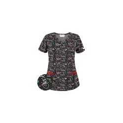 UA Deck The Halls Black Scrub Top