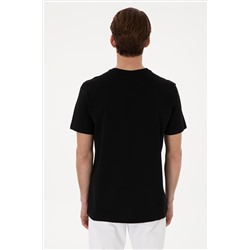 Erkek Regular Fit V Yaka Siyah Basic Tişört