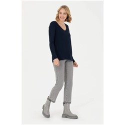 Kadın Lacivert V - Yaka Sweatshirt