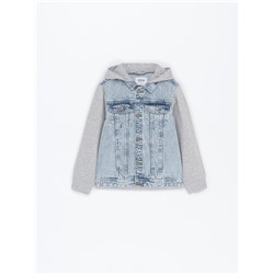 Contrast denim jacket with hood