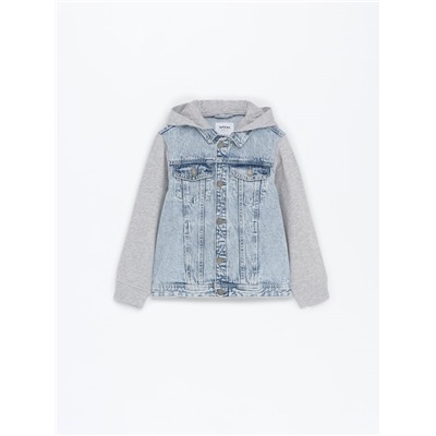 Contrast denim jacket with hood
