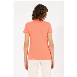 Kadın Somon Basic Polo Yaka Tişört