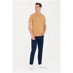 Erkek Camel Basic Bisiklet Yaka Tişört