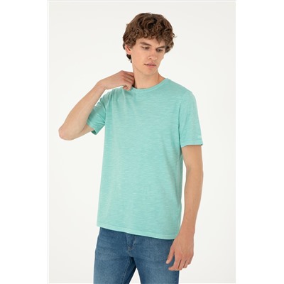 Erkek Regular Fit Bisiklet Yaka Mint Basic Tişört