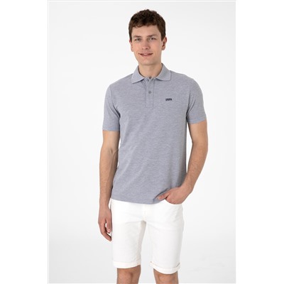 Erkek Regular Fit Polo Yaka Gri Melanj Basic Tişört