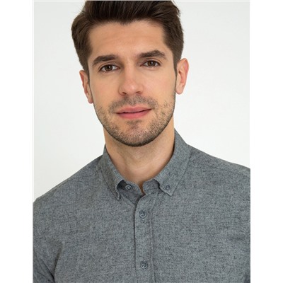 Gri Slim Fit Uzun Kollu Gömlek