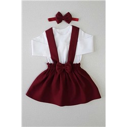 Yumurcak Bordo Krep Elbise Bandana Uzun Kol Badi 110309033KRPTKMUZN