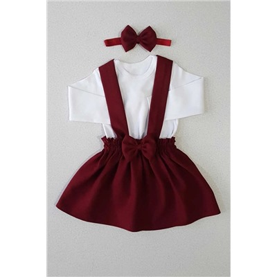 Yumurcak Bordo Krep Elbise Bandana Uzun Kol Badi 110309033KRPTKMUZN