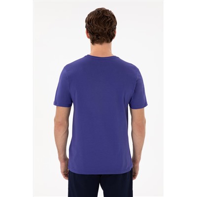 Erkek Regular Fit Bisiklet Yaka Kobalt Basic Tişört