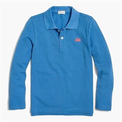 Boys' long-sleeve critter piqué polo