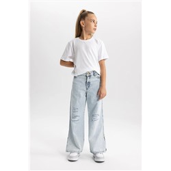 Defacto Kız Çocuk Wide Leg Yırtık Detaylı Geniş Paça Pantolon TYC4GM8NWN169326438265109