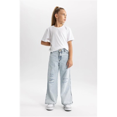 Defacto Kız Çocuk Wide Leg Yırtık Detaylı Geniş Paça Pantolon TYC4GM8NWN169326438265109