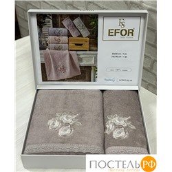 T1156/SM-04 Набор полотенец EFOR из 2-х предметов (50*90 и 70*140) ROSE кофейный KAHVE