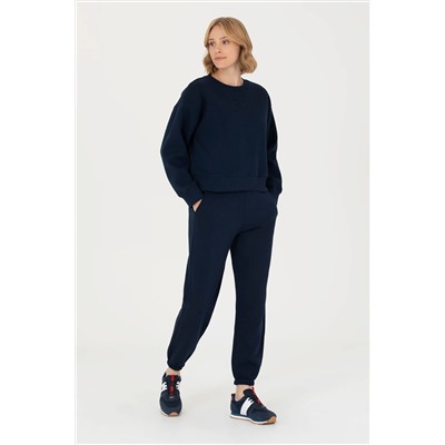 Kadın Lacivert Bisiklet Yaka Sweatshirt