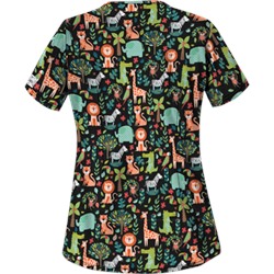 UA Day At The Zoo Black Print Scrub Top
