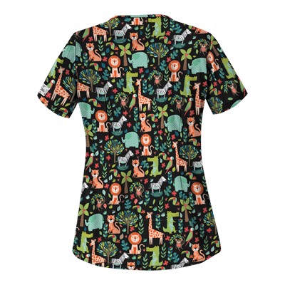 UA Day At The Zoo Black Print Scrub Top