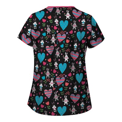 UA Honey Bunny Black Print Scrub Top