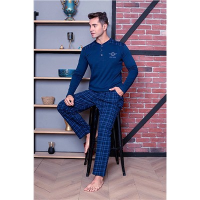 AHENGİM Man Erkek Pijama Takımı Interlok Omuz Parçalı Ekoseli Pamuklu Mevsimlik M70092271 1-2-10001214