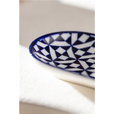 Rêve Bleu Ange New Bone China Servis Tabağı - 14 cm - Mavi/Beyaz