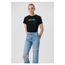 Mavi Baskılı Siyah Tişört Regular Fit / Normal Kesim 1611482-900