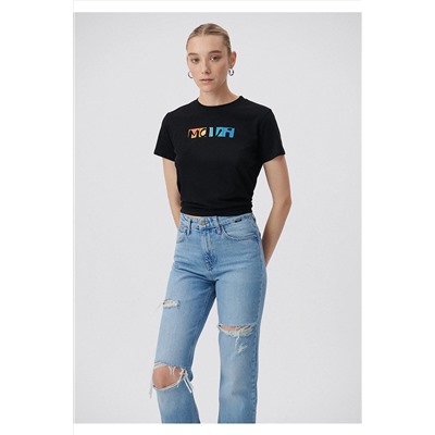 Mavi Baskılı Siyah Tişört Regular Fit / Normal Kesim 1611482-900