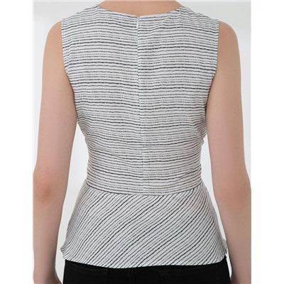 Beyaz Slim Fit Kolsuz Bluz