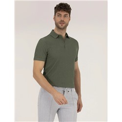 Haki Slim Fit Dokulu Polo Yaka Tişört