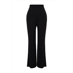 Siyah Yüksek Bel Flare İspanyol Paça Örme Büyük Beden Pantolon TBBSS22PL0416